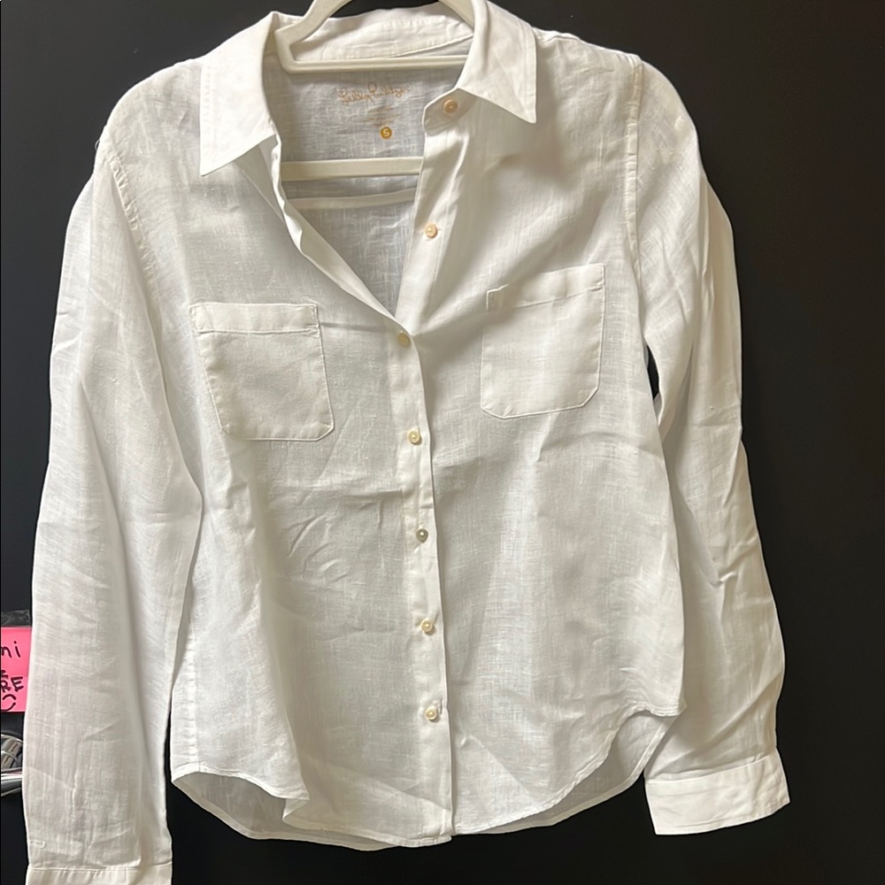 White Button-Up Shirt lilly pulitzer